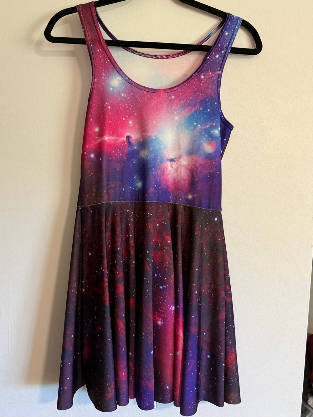 Galaxy Print Skater Rave Babe Festival Fun Dress in Pink & Purple
